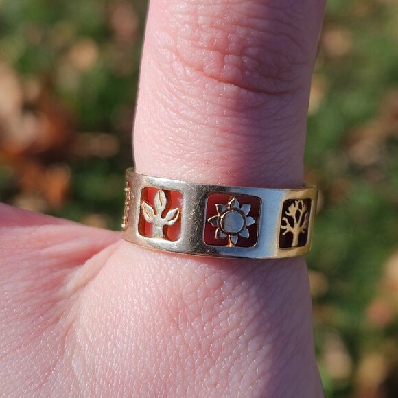 14K Yellow Gold James Avery Filigree Four 4 Seasons 8mm Band Ring Size 10.5 - Picture 3 of 10